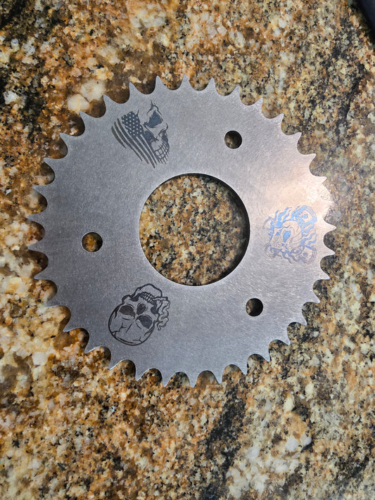 Laser etched mini bike sprockets
